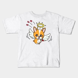 Cupid Corgi Shooting Love Arrows on valentine's day Kids T-Shirt
